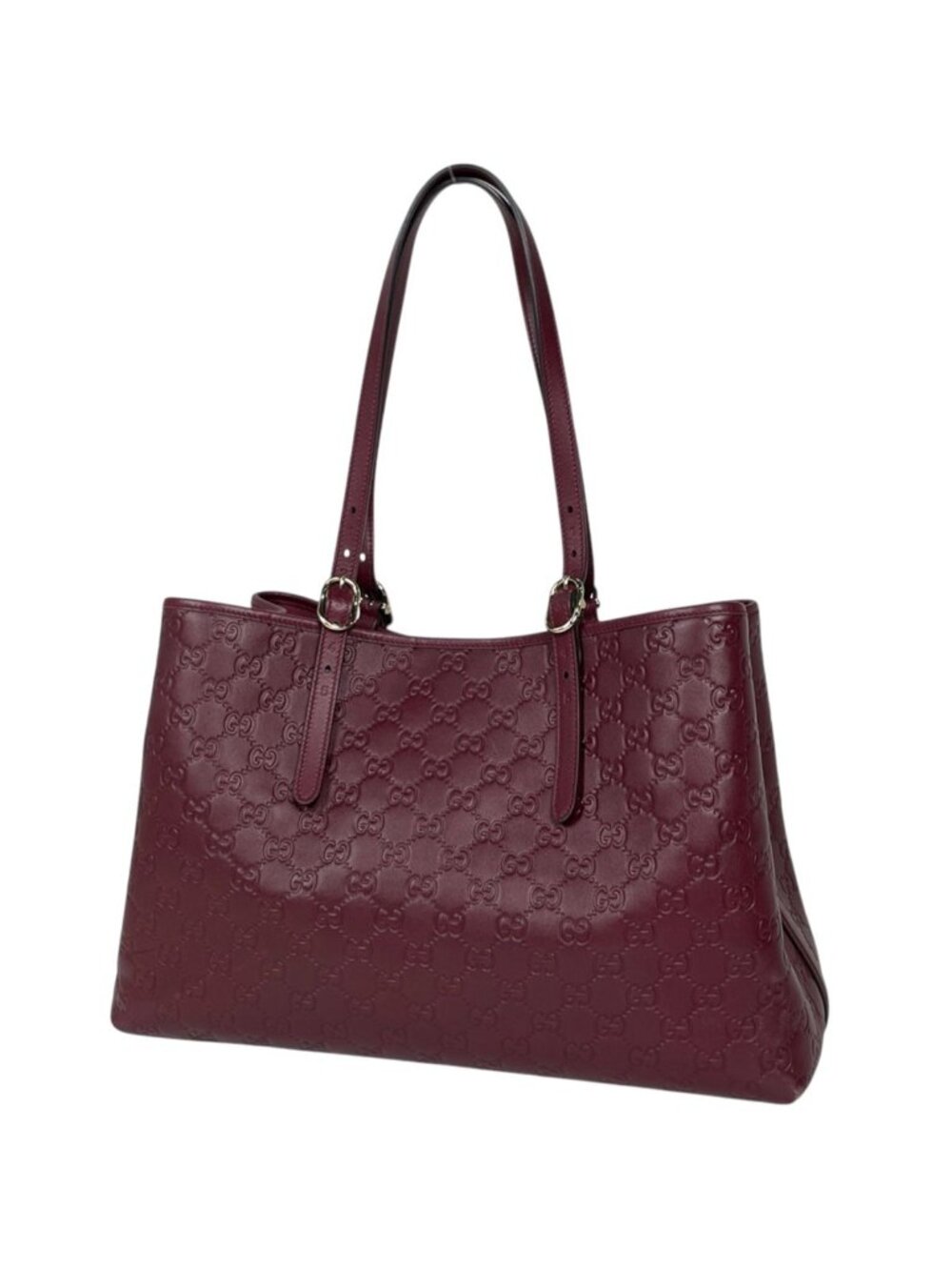 Gucci GG Emblem Large Tote Bag Guccissima Leather Bordeaux